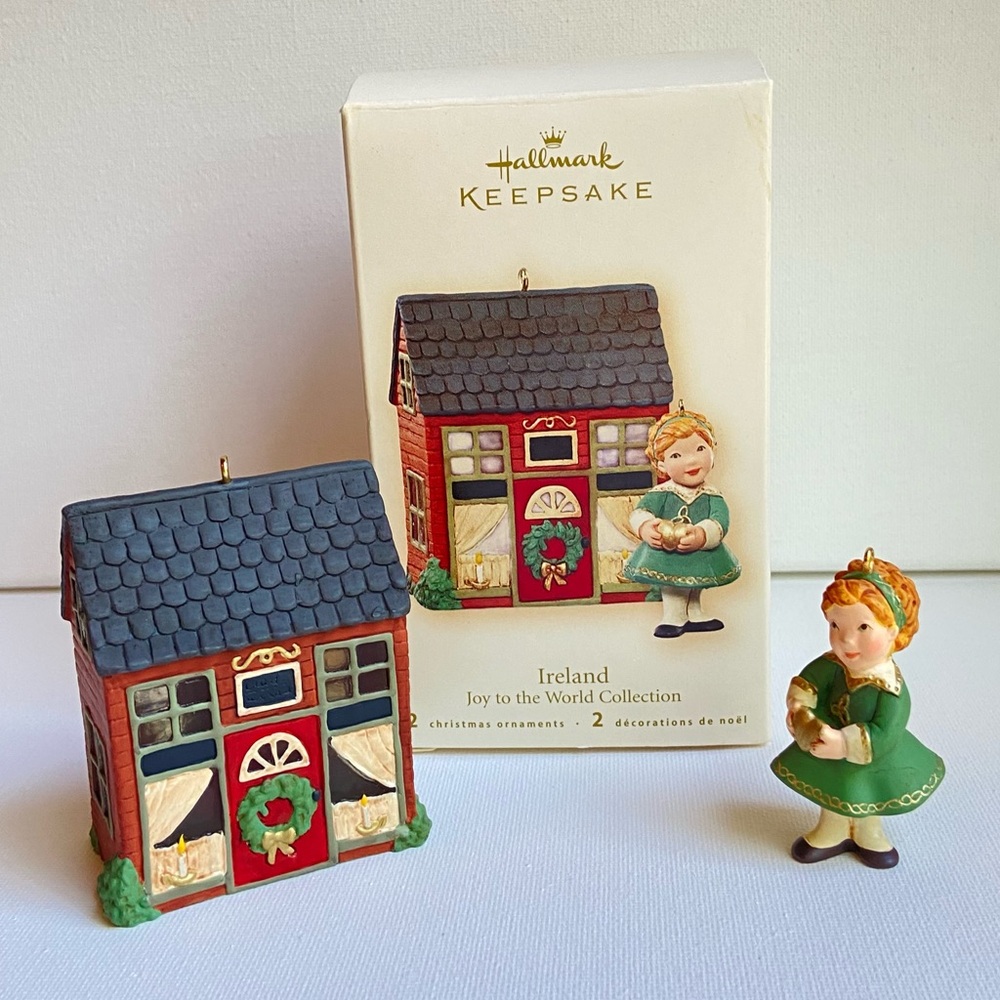 2007 Hallmark Ireland Joy to the World Collection Two Christmas Ornaments Irish